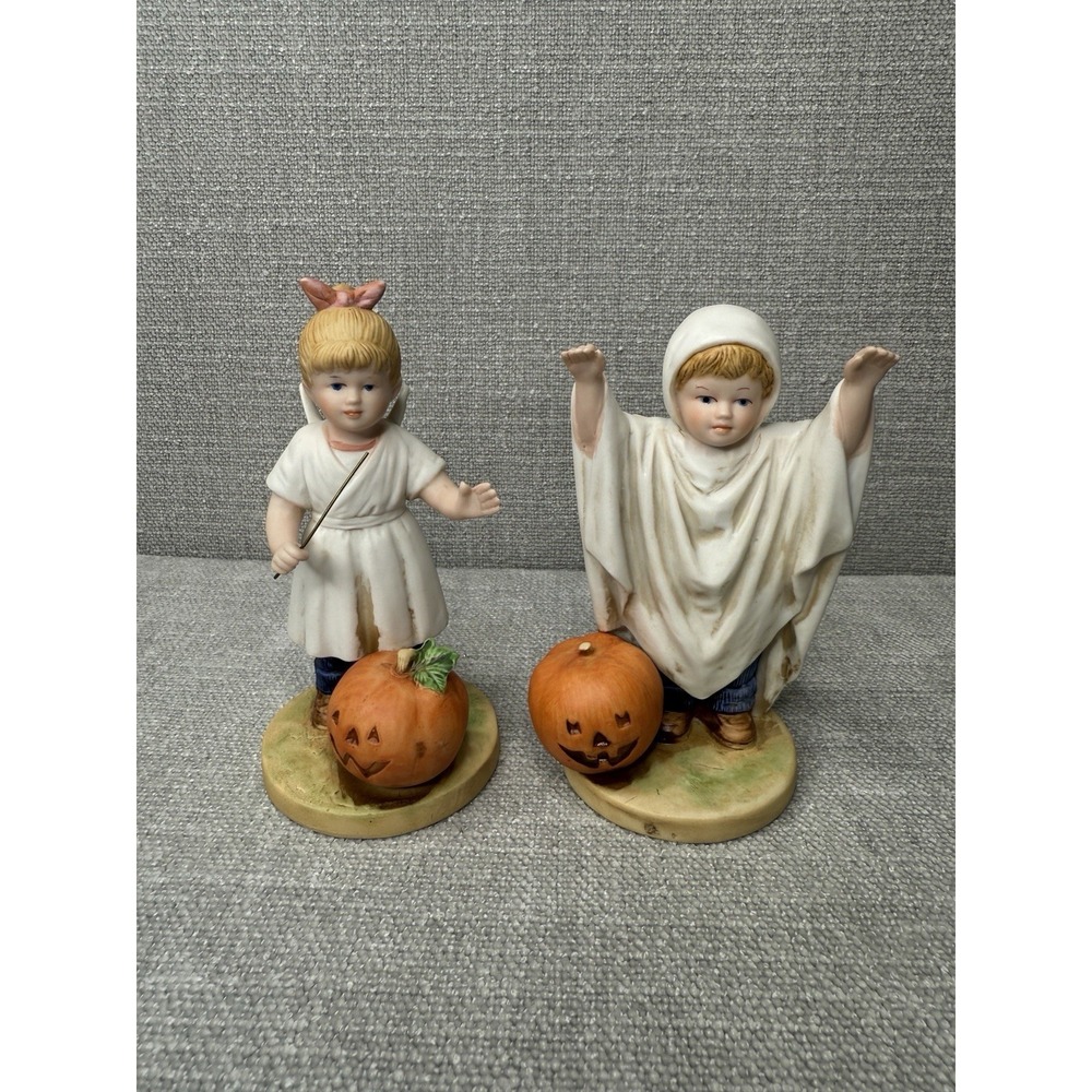 Vintage 1985 HOMCO Denim Days HALLOWEEN FUN Figurine #1516 Ghost Pumpkin